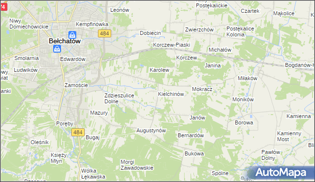 mapa Kielchinów, Kielchinów na mapie Targeo