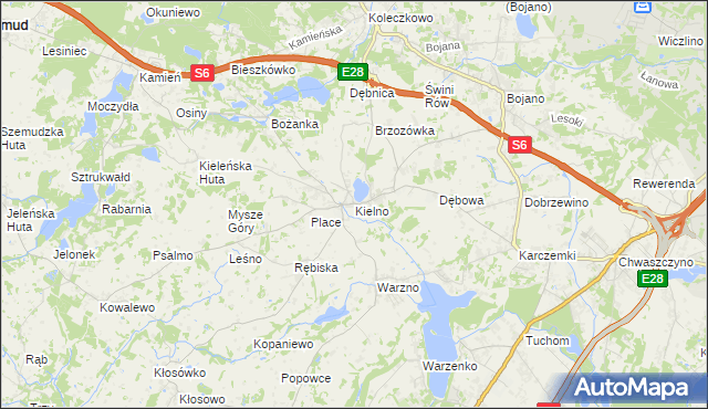 mapa Kielno gmina Szemud, Kielno gmina Szemud na mapie Targeo