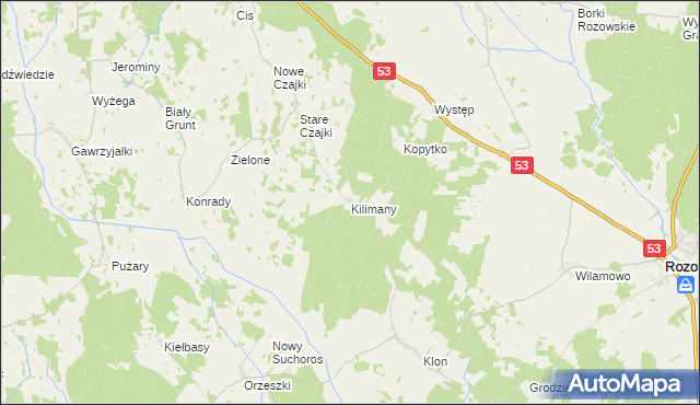 mapa Kilimany, Kilimany na mapie Targeo