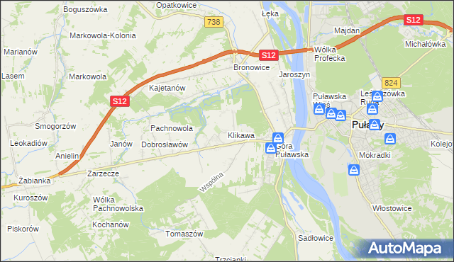 mapa Klikawa, Klikawa na mapie Targeo