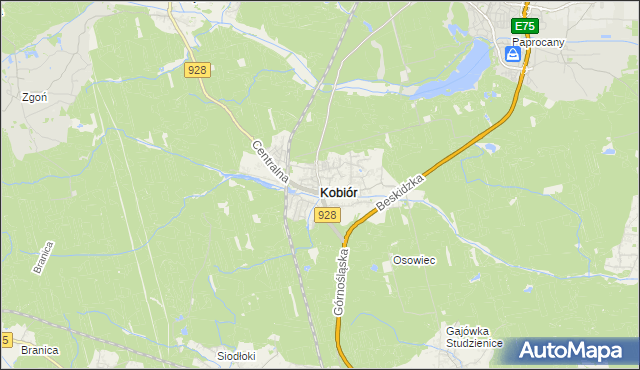 mapa Kobiór, Kobiór na mapie Targeo