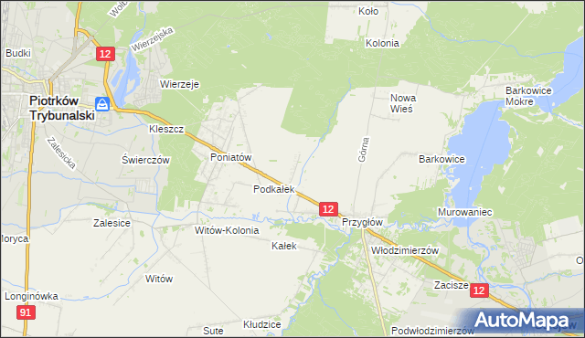 mapa Korytnica gmina Sulejów, Korytnica gmina Sulejów na mapie Targeo