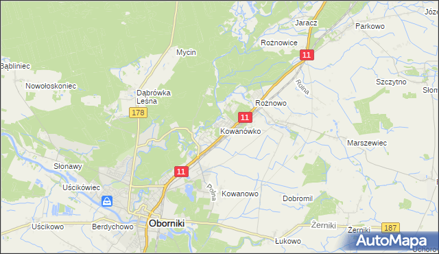 mapa Kowanówko, Kowanówko na mapie Targeo