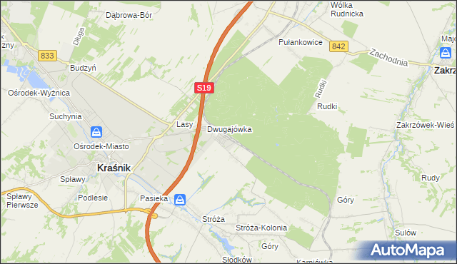 mapa Kraśnik powiat kraśnicki, Kraśnik powiat kraśnicki na mapie Targeo