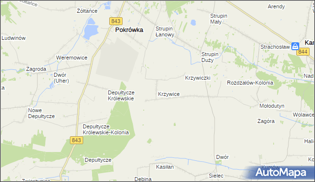 mapa Krzywice gmina Chełm, Krzywice gmina Chełm na mapie Targeo
