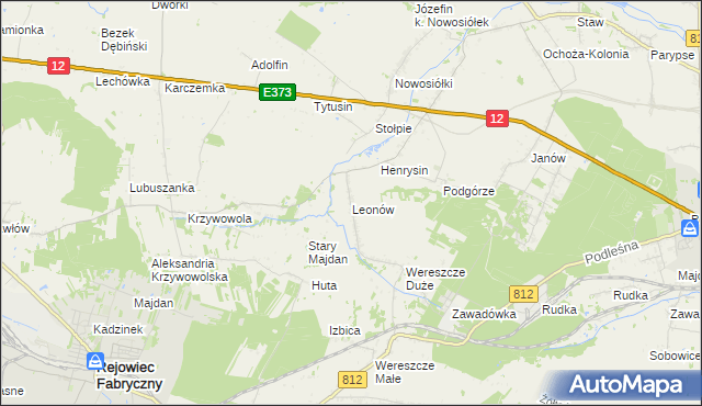 mapa Leonów gmina Rejowiec, Leonów gmina Rejowiec na mapie Targeo