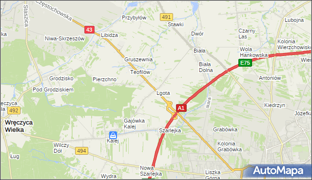 mapa Lgota gmina Kłobuck, Lgota gmina Kłobuck na mapie Targeo