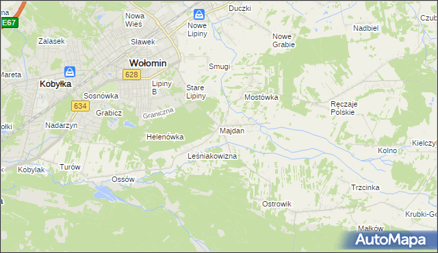 mapa Majdan gmina Wołomin, Majdan gmina Wołomin na mapie Targeo