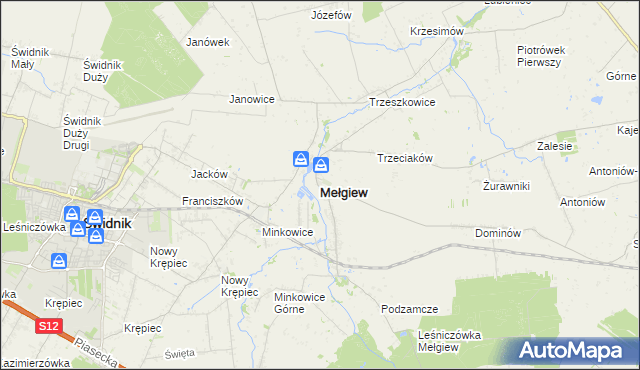 mapa Mełgiew, Mełgiew na mapie Targeo