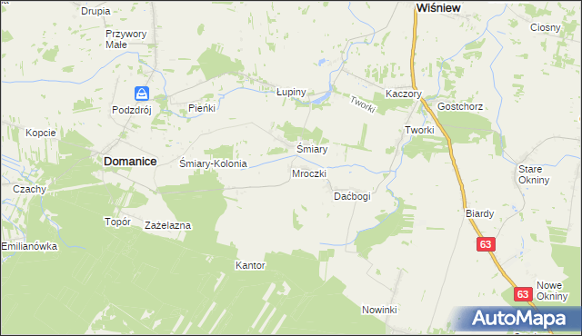 mapa Mroczki gmina Wiśniew, Mroczki gmina Wiśniew na mapie Targeo