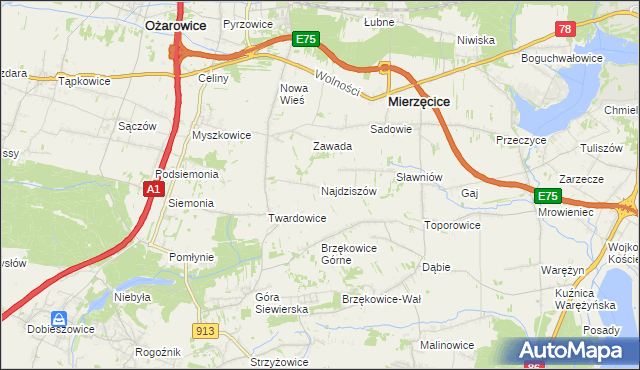 mapa Najdziszów, Najdziszów na mapie Targeo