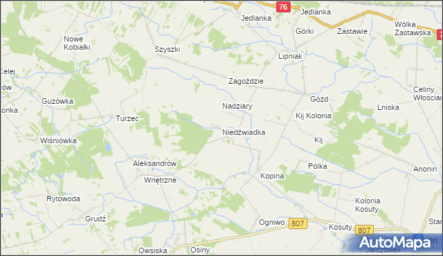 mapa Niedźwiadka, Niedźwiadka na mapie Targeo