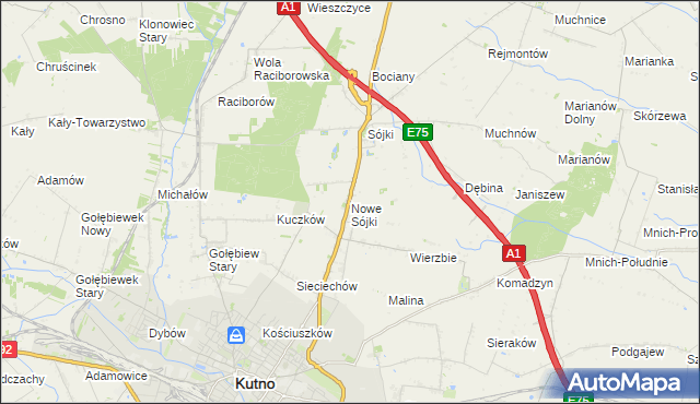 mapa Nowe Sójki, Nowe Sójki na mapie Targeo