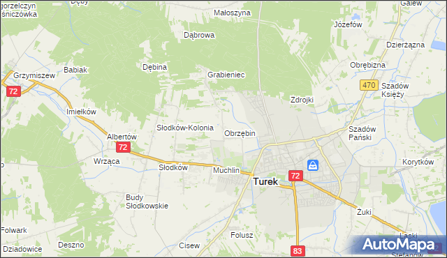 mapa Obrzębin, Obrzębin na mapie Targeo