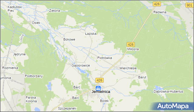 mapa Piotrówka gmina Jemielnica, Piotrówka gmina Jemielnica na mapie Targeo