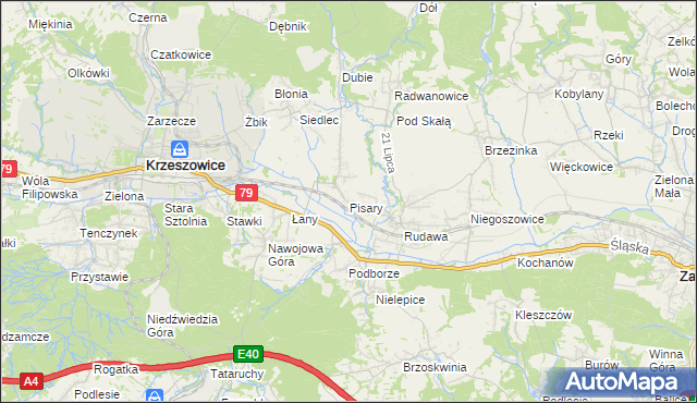 mapa Pisary gmina Zabierzów, Pisary gmina Zabierzów na mapie Targeo