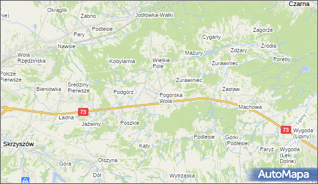 mapa Pogórska Wola, Pogórska Wola na mapie Targeo