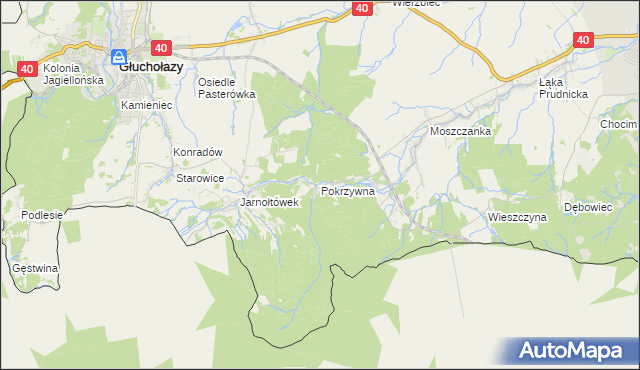 mapa Pokrzywna gmina Głuchołazy, Pokrzywna gmina Głuchołazy na mapie Targeo