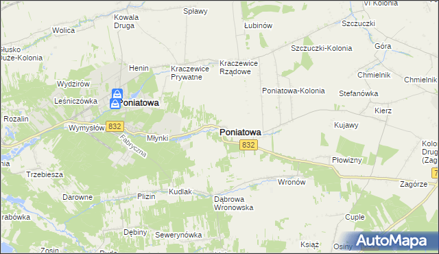 mapa Poniatowa powiat opolski, Poniatowa powiat opolski na mapie Targeo