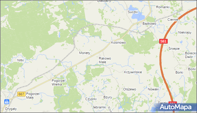 mapa Rakowo Małe, Rakowo Małe na mapie Targeo