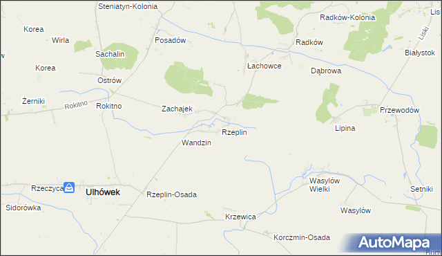 mapa Rzeplin gmina Ulhówek, Rzeplin gmina Ulhówek na mapie Targeo