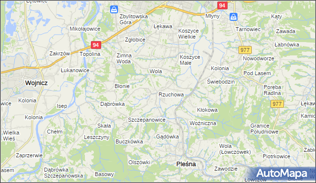 mapa Rzuchowa, Rzuchowa na mapie Targeo