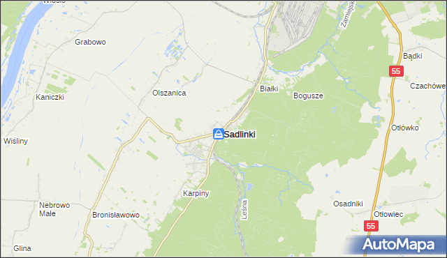 mapa Sadlinki, Sadlinki na mapie Targeo