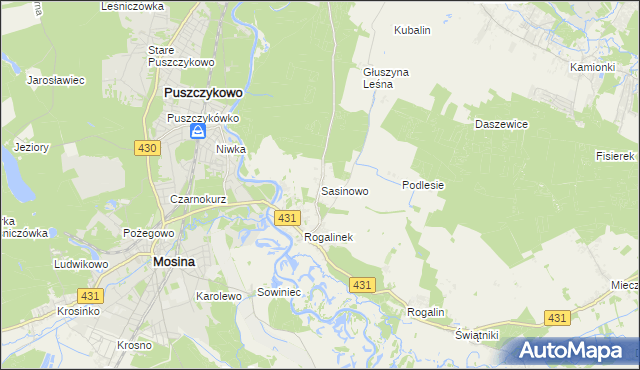 mapa Sasinowo, Sasinowo na mapie Targeo