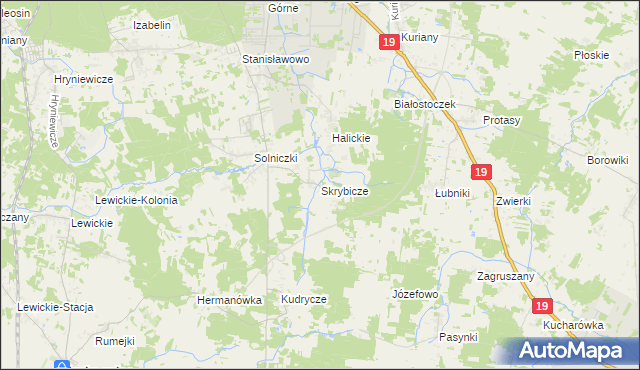 mapa Skrybicze, Skrybicze na mapie Targeo