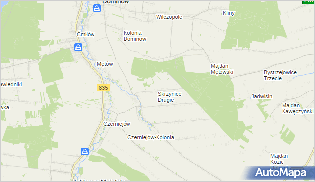 mapa Skrzynice Drugie, Skrzynice Drugie na mapie Targeo