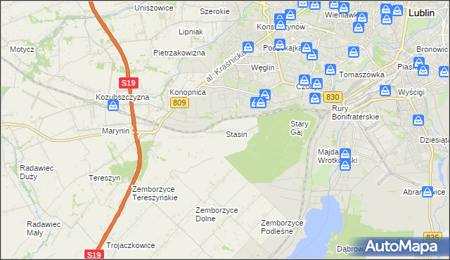 mapa Stasin gmina Konopnica, Stasin gmina Konopnica na mapie Targeo