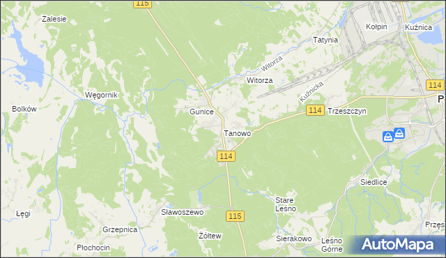 mapa Tanowo, Tanowo na mapie Targeo