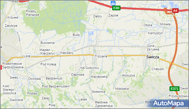 mapa Trzciana gmina Świlcza, Trzciana gmina Świlcza na mapie Targeo