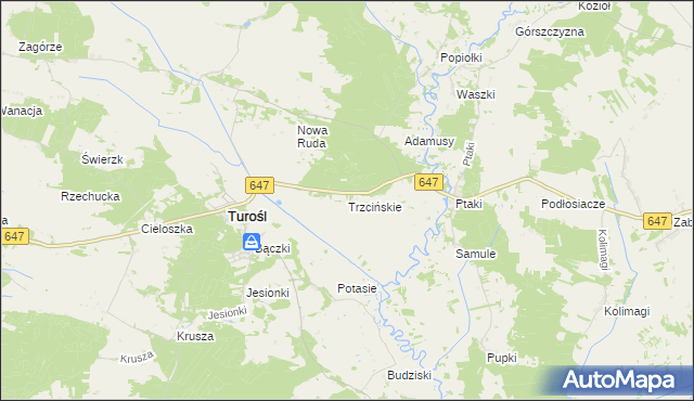 mapa Trzcińskie, Trzcińskie na mapie Targeo