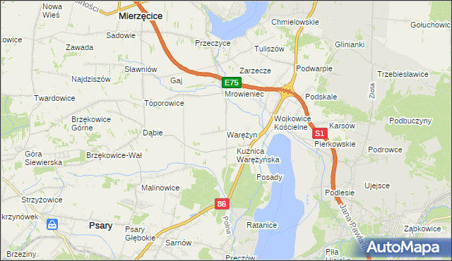 mapa Warężyn, Warężyn na mapie Targeo