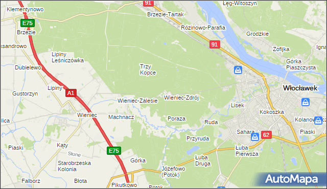 mapa Wieniec-Zdrój, Wieniec-Zdrój na mapie Targeo