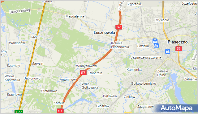 mapa Wilcza Góra gmina Lesznowola, Wilcza Góra gmina Lesznowola na mapie Targeo