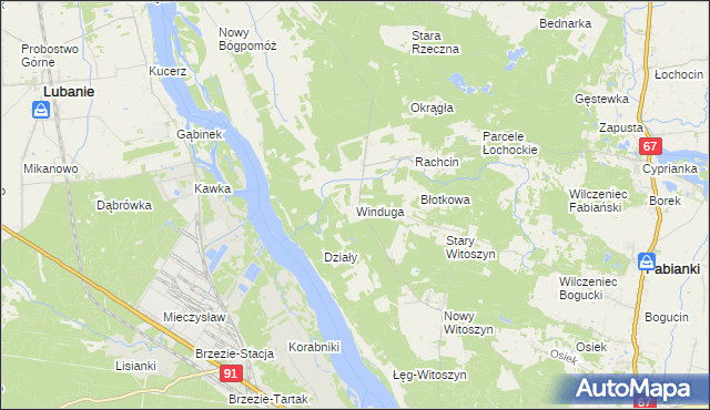 mapa Winduga gmina Bobrowniki, Winduga gmina Bobrowniki na mapie Targeo