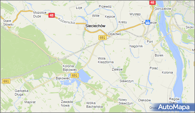 mapa Wola Klasztorna, Wola Klasztorna na mapie Targeo