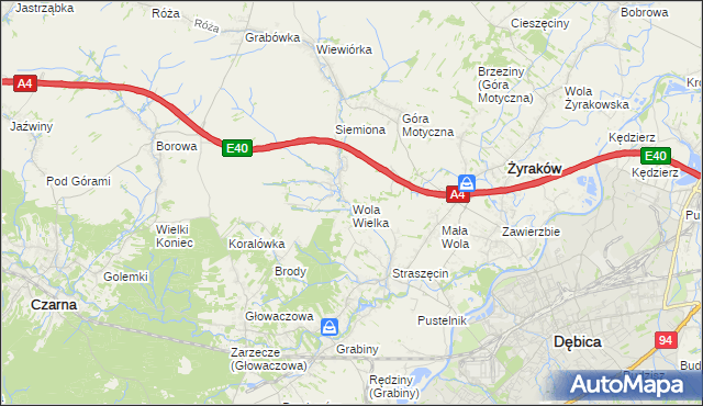 mapa Wola Wielka gmina Żyraków, Wola Wielka gmina Żyraków na mapie Targeo