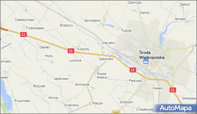 mapa Żabikowo, Żabikowo na mapie Targeo