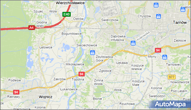 mapa Zbylitowska Góra, Zbylitowska Góra na mapie Targeo