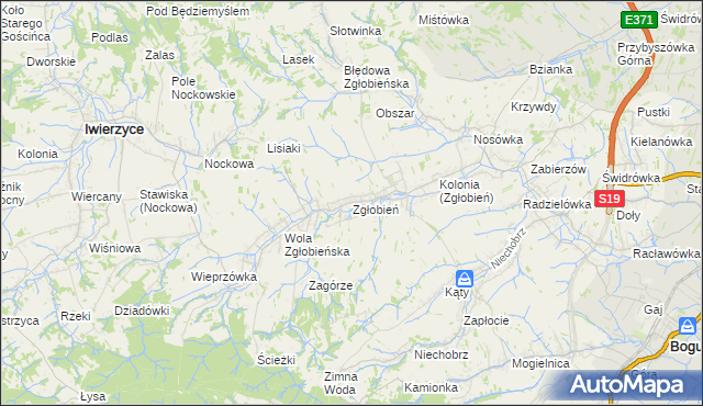 mapa Zgłobień, Zgłobień na mapie Targeo