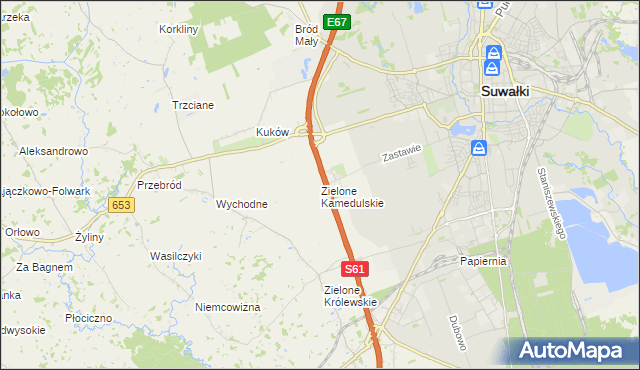 mapa Zielone Kamedulskie, Zielone Kamedulskie na mapie Targeo