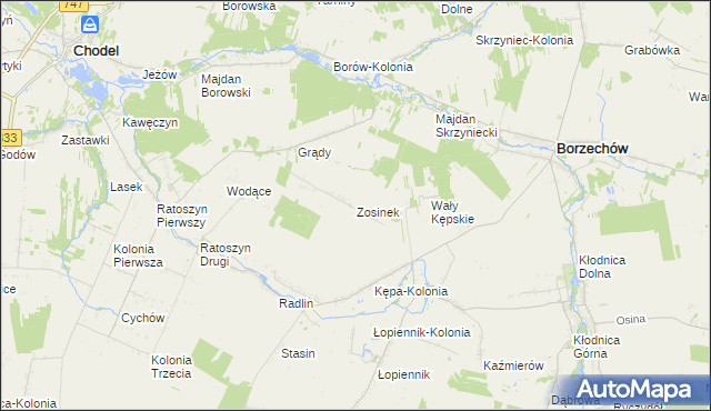 mapa Zosinek gmina Chodel, Zosinek gmina Chodel na mapie Targeo