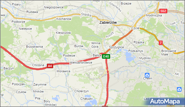 mapa Balice gmina Zabierzów, Balice gmina Zabierzów na mapie Targeo