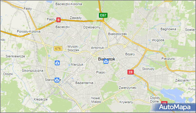 mapa Białegostoku, Białystok na mapie Targeo