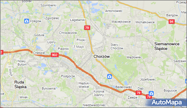 mapa Chorzów, Chorzów na mapie Targeo