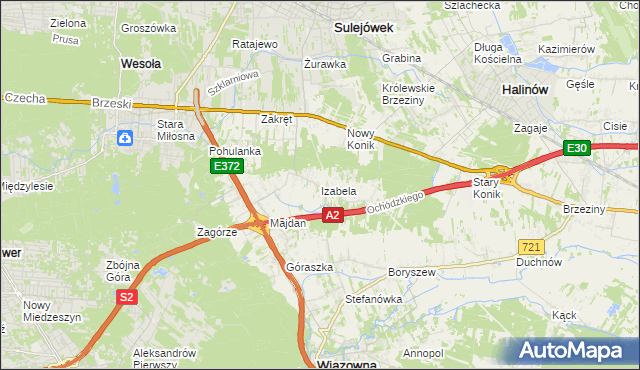 mapa Izabela gmina Wiązowna, Izabela gmina Wiązowna na mapie Targeo
