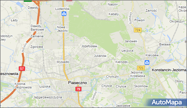 mapa Julianów gmina Piaseczno, Julianów gmina Piaseczno na mapie Targeo